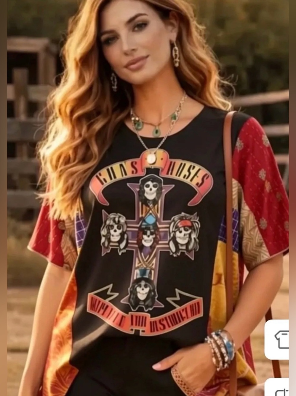 GUNS N ROSES upcycled Kantha tunic top os S M L XL 1x 2x 3x